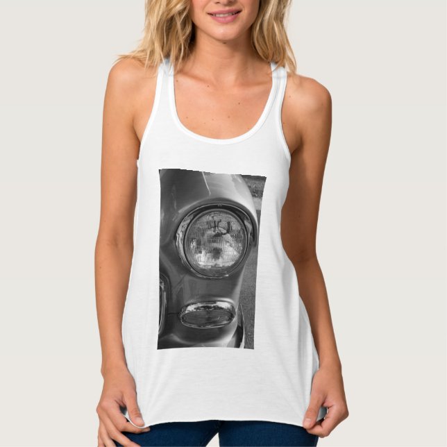 55 Chevy Headlight Graustufen Tank Top (Vorderseite)