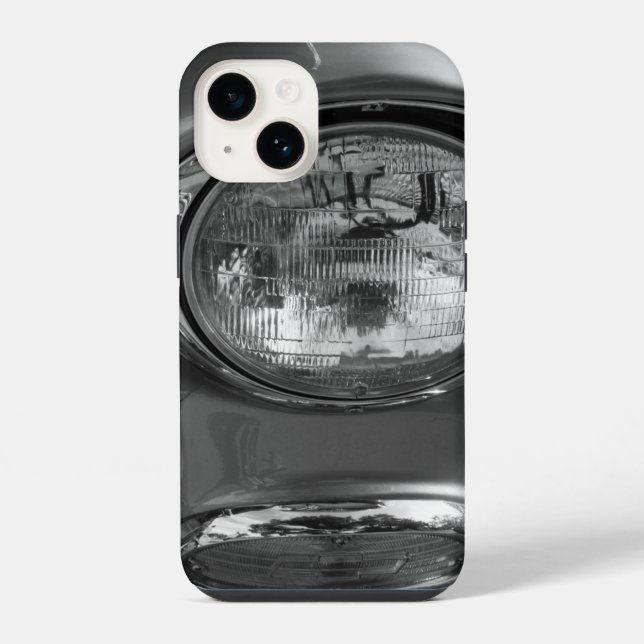 55 Chevy Scheinwerfer Graustufen iPhone Hülle (Rückseite)