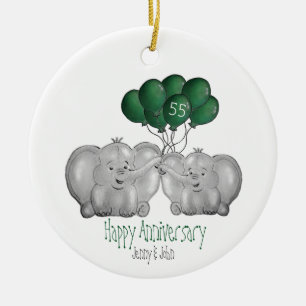 55. Emeral Wedding Anniversary niedlicher Elefant Keramik Ornament