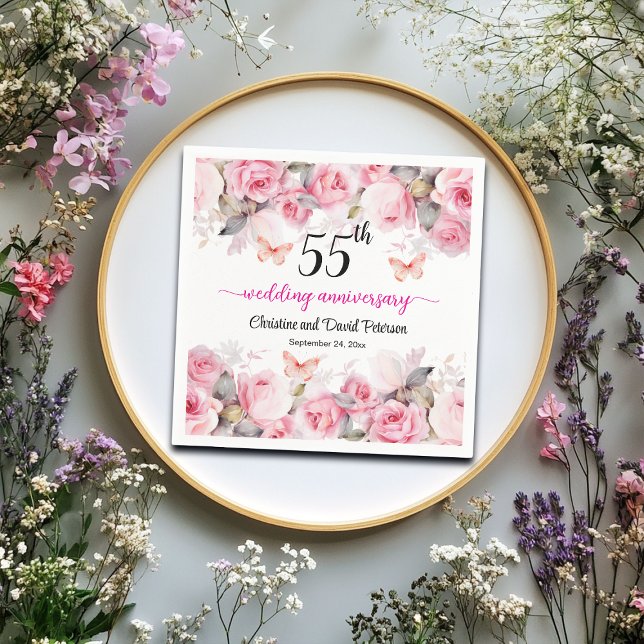 55. Emerald Wedding Anniversary Blush Rose Serviette (Von Creator hochgeladen)
