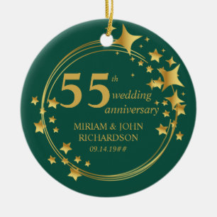 55. Emerald Wedding Anniversary Foto Gold Stars Keramik Ornament