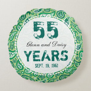 55. Emerald Wedding Anniversary Paisley Pattern Rundes Kissen