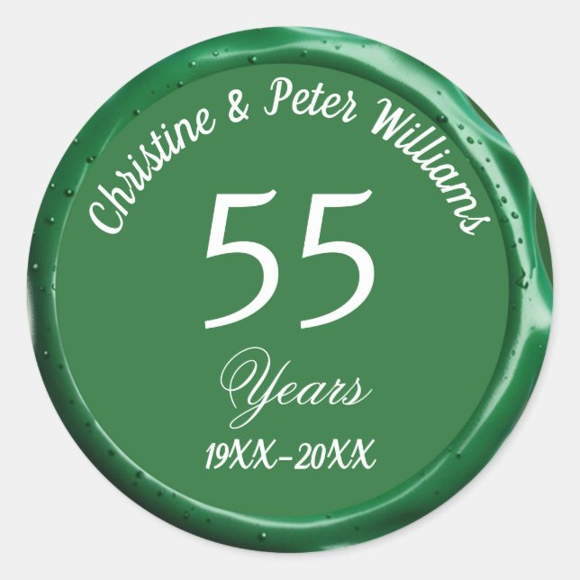 55. Emerald Wedding Sage Green Wax Siegel Sticker (Vorderseite)