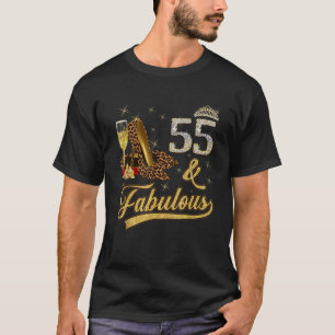 55 Fabulous 55. Geburtstag Rose Weinleopard Hoch H T-Shirt