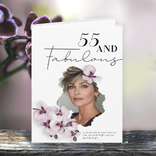 55 & Fantastische Orchideen-Foto-Geburtstagskarte Karte