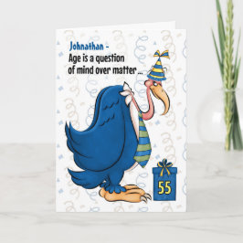 55. Funny Birthday Blue Buzzard mit Namen Karte