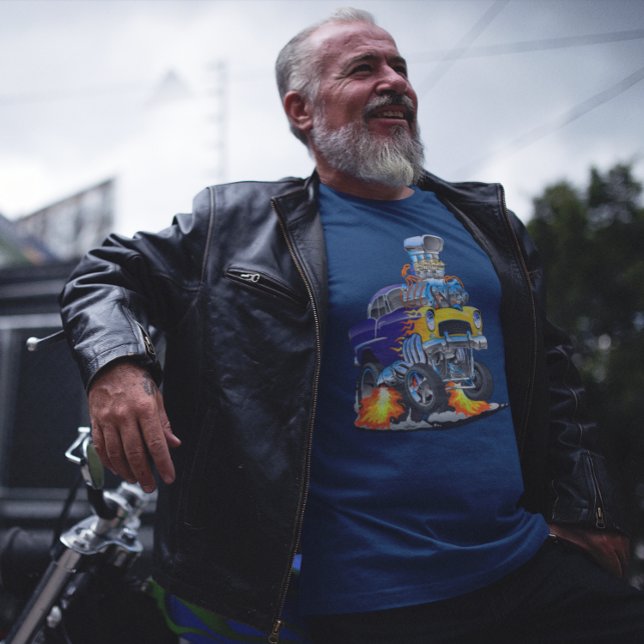 55 Funny Car Flaming Drag Track Bestie T-Shirt (Von Creator hochgeladen)