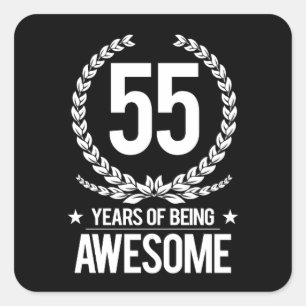 55. Geburtstag (55 Jahre Phantastisch) Quadratischer Aufkleber