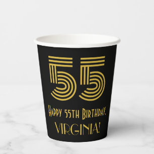 55. Geburtstag: Art Deco Inspiriert Look "55" & Na Pappbecher