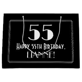 55. Geburtstag: Art Deco Inspiriert Stil "55", Nam Große Geschenktüte