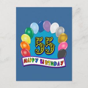 55. Geburtstag Balloons Design Postkarte