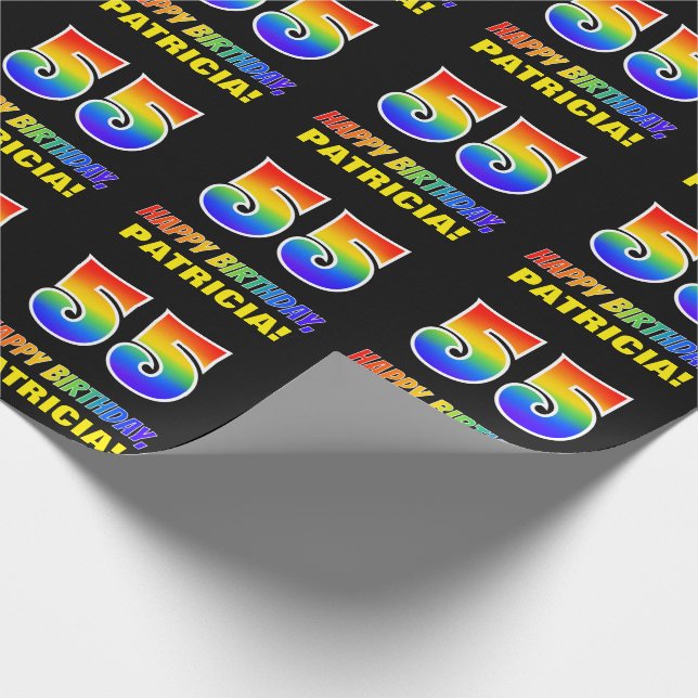55. Geburtstag: Bold, Fun, Simple, Rainbow 55 Geschenkpapier (Ecke)