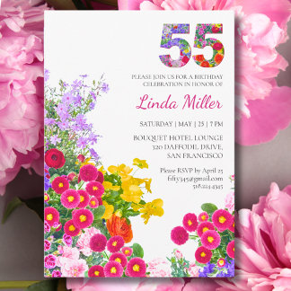 55. Geburtstag Bunte Blumen 55 Gartenparty Einladung