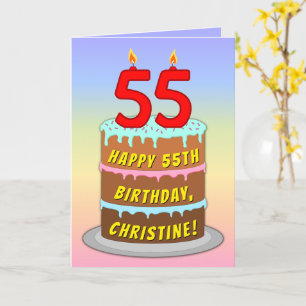 55. Geburtstag — Fun Cake & Candles, w/Individuell Karte
