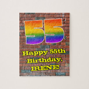 55. Geburtstag: Fun Graffiti-Inspiriert Regenbogen Puzzle