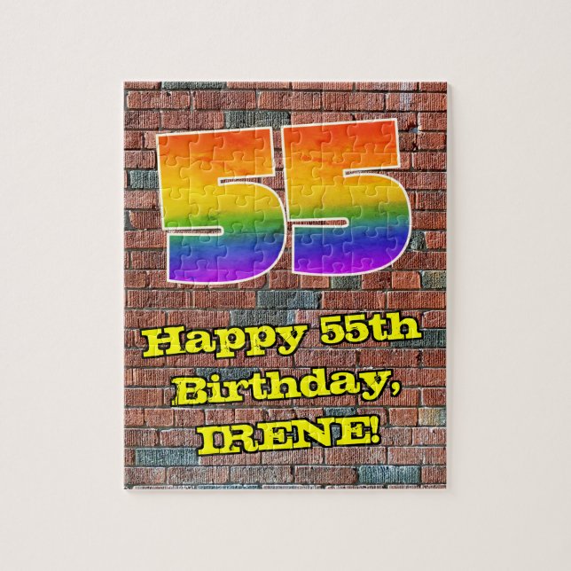 55. Geburtstag: Fun Graffiti-Inspiriert Regenbogen Puzzle (Vertikal)