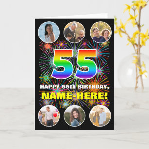 55. Geburtstag: Fun Rainbow #, Individuelle Name & Karte