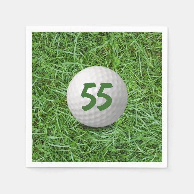 55. Geburtstag Golf Ball auf Grass Napkins Serviette (Vorderseite)