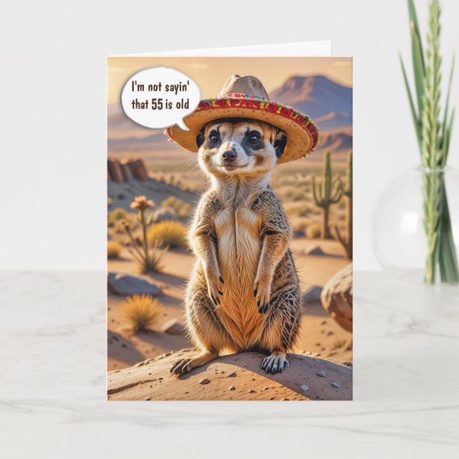 55. Geburtstag Meerkat Tragen eines Sombrero Karte (Vorderseite)