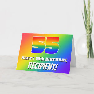 55. Geburtstag: mehrfarbiges Regenbogenmuster # 55 Karte