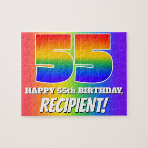 55. Geburtstag — mehrfarbiges Regenbogenmuster "55 Puzzle