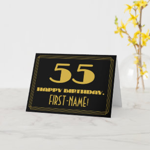 55. Geburtstag: Name + Art Deco inspiriertes Desig Karte
