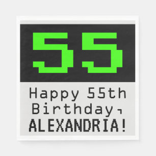 55. Geburtstag - Nerdy / Geeky Style "55" & Name Serviette