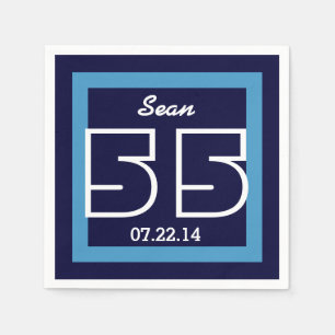 55. Geburtstag oder JEDES JAHR V15 NAVY und WEISS Serviette