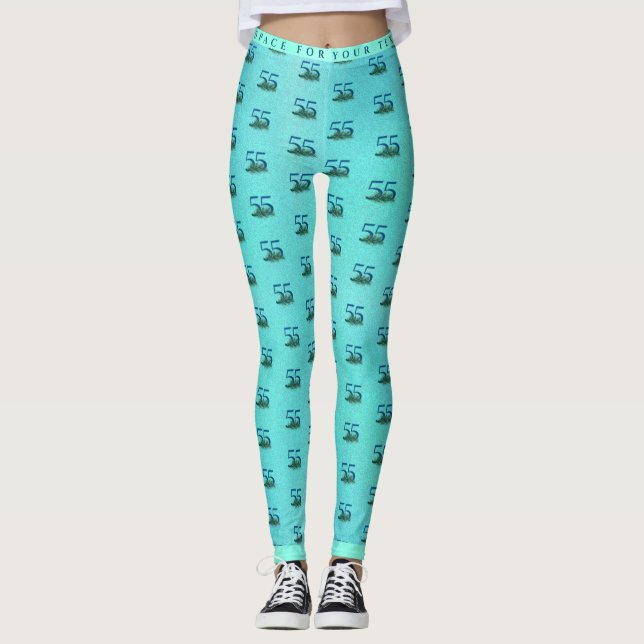 55. Geburtstag oder Jubiläum Pfauenmuster Leggings (Vorderseite)