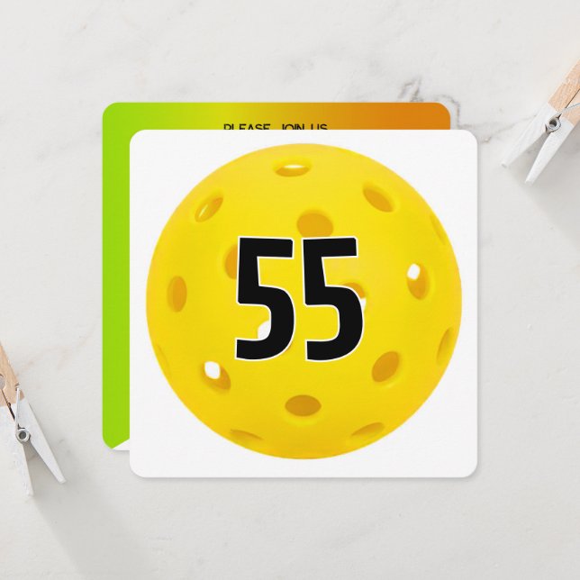 55. Geburtstag Pickleball-Party Einladung (Vorderseite/Rückseite Beispiel)