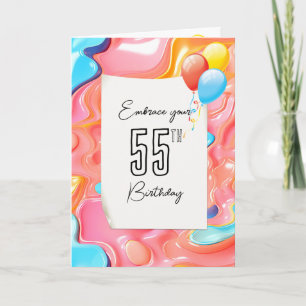 55. Geburtstag psychedelisch 3D abstrakt Karte