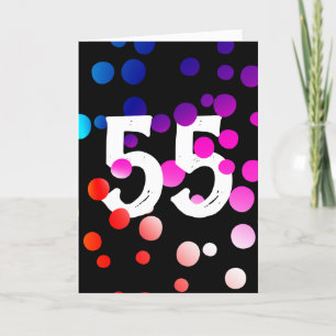 55. Geburtstag Rainbow Dots auf Black Karte