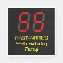 55. Geburtstag: Red Digital Clock Style "55" + Nam Serviette
