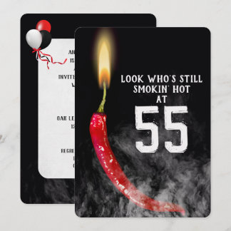 55. Geburtstag Red Hot Pepper Candle Einladung