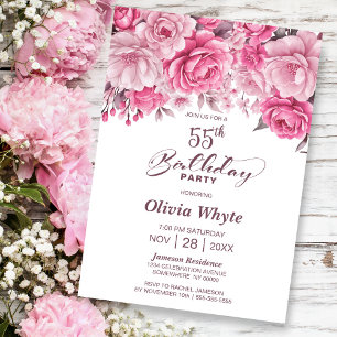 55. Geburtstag Rosa Party Einladung