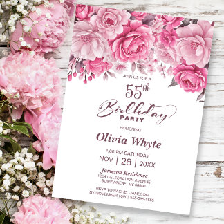 55. Geburtstag Rosa Party Einladung