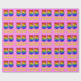 55. Geburtstag: Rosa Streifen & Herz, Regenbogen # Geschenkpapier