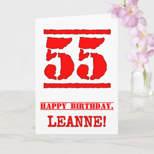55. Geburtstag: Spaß, Red Rubber Briefmarke Inspir Karte