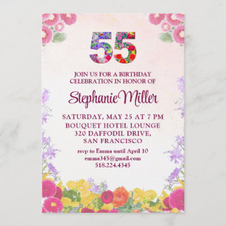 55. Geburtstagsfeier - Blush Bloom Floral 55 Jahre Einladung