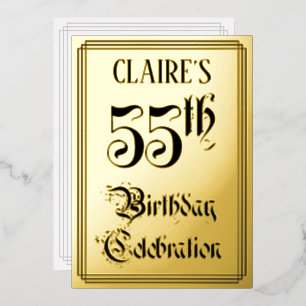 55. Geburtstagsfeier — Elegante Schrift + Benutzer Folieneinladung