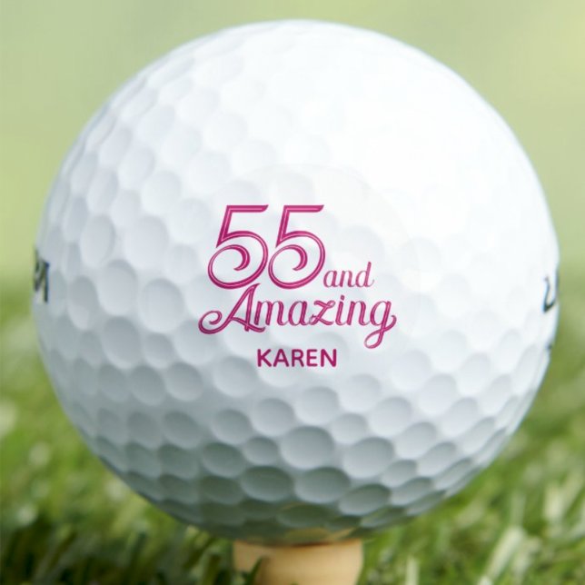 55. Geburtstagsgeschenk Rosa Benutzerdefinierter S Golfball (Von Creator hochgeladen)