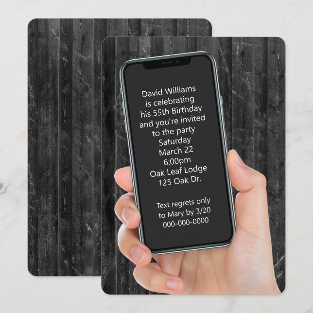 55. Geburtstagspartei - Textnachricht Einladung (Vorne/Hinten)