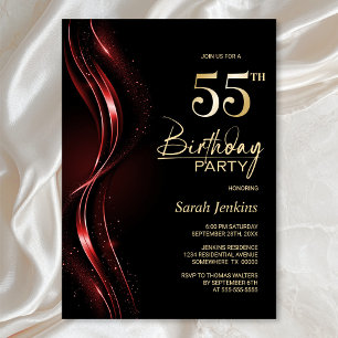 55. Geburtstagsparty in Rot und Schwarz Einladung