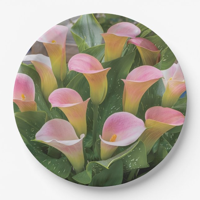 55. Hochzeit Jubiläum Pink Calla Lily Pappteller (Vorderseite)