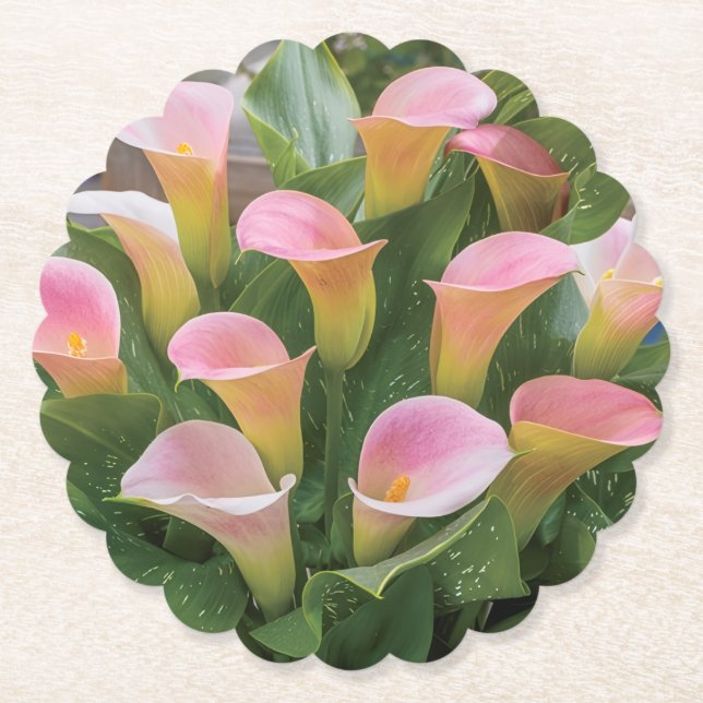 55. Hochzeit Jubiläum Pink Calla Lily Untersetzer (Vorderseite)