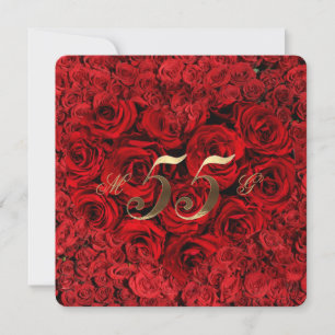 55. Hochzeitsjubiläum Rote Rosen Herz Elegant I Einladung