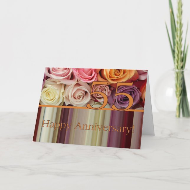 55. Hochzeitskarte - Pastellstreifen für Rose Karte (Vorderseite)