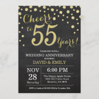 55. Hochzeitstag Chalkboard Black and Gold