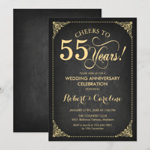 55. Hochzeitstag - Gold Schiefertafel Einladung