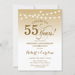 55. Hochzeitstag - Gold White Einladung